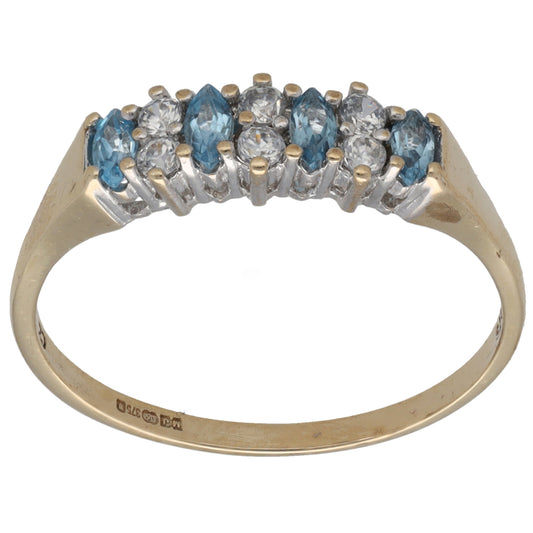 9ct Gold Topaz & Cubic Zirconia Half Eternity Ring Size V