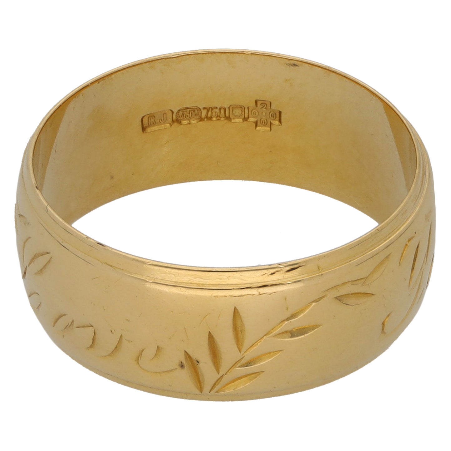18ct Gold Patterned Wedding Ring Size O