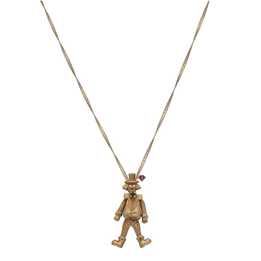 9ct Gold Ruby & Sapphire Clown Pendant With Chain