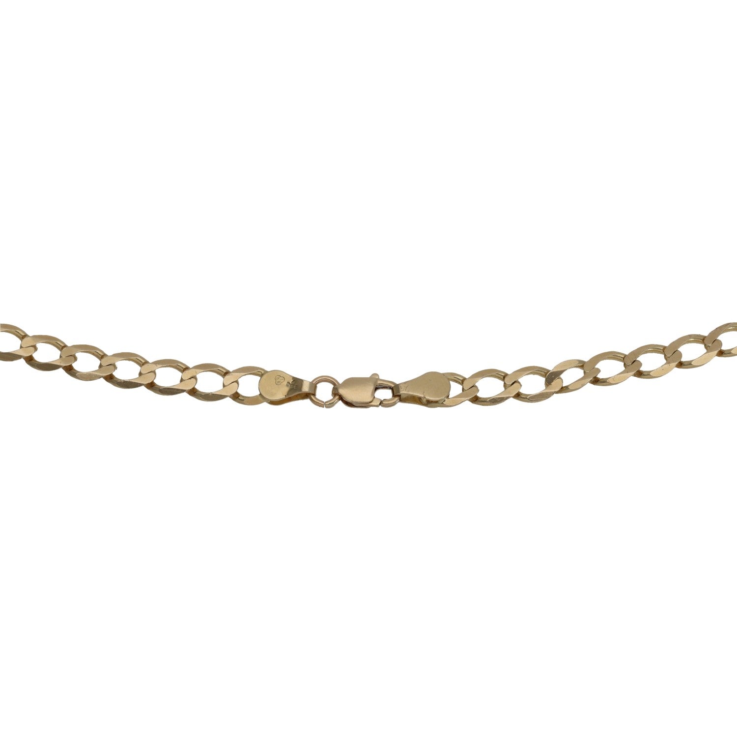 9ct gold chain with clasp and oval link detail, 20-inch