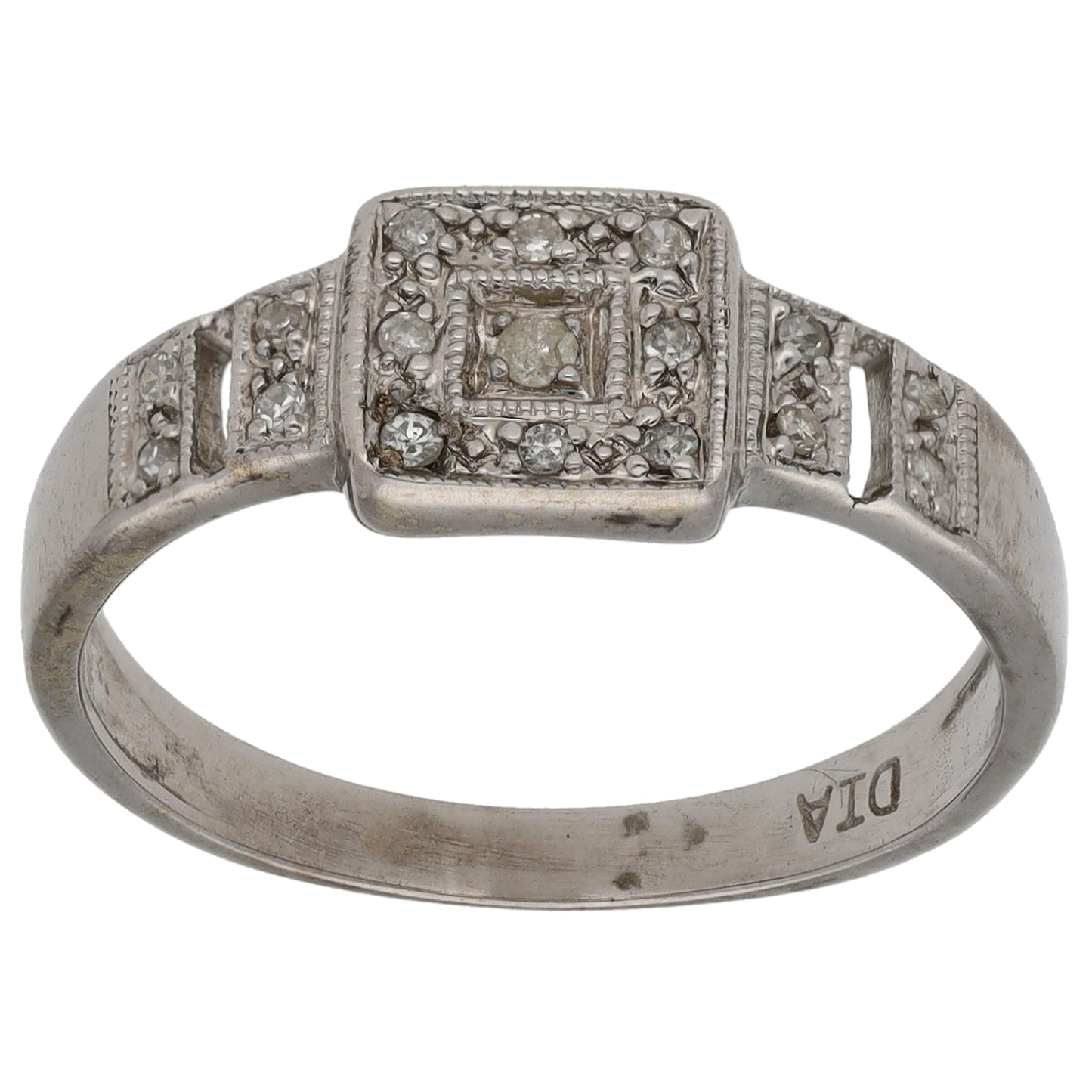 9ct White Gold 0.17ct Diamond Dress/Cocktail Ring Size O