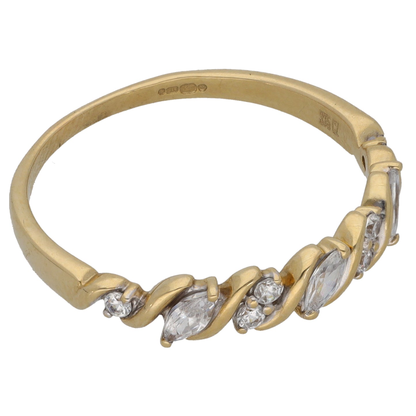 9ct Gold Cubic Zirconia Half Eternity Ring Size P