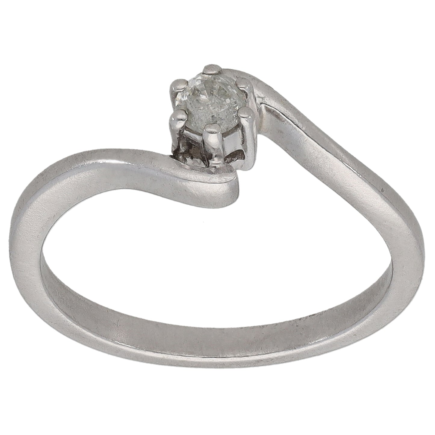 9ct White Gold 0.15ct Diamond Solitaire Ring Size N