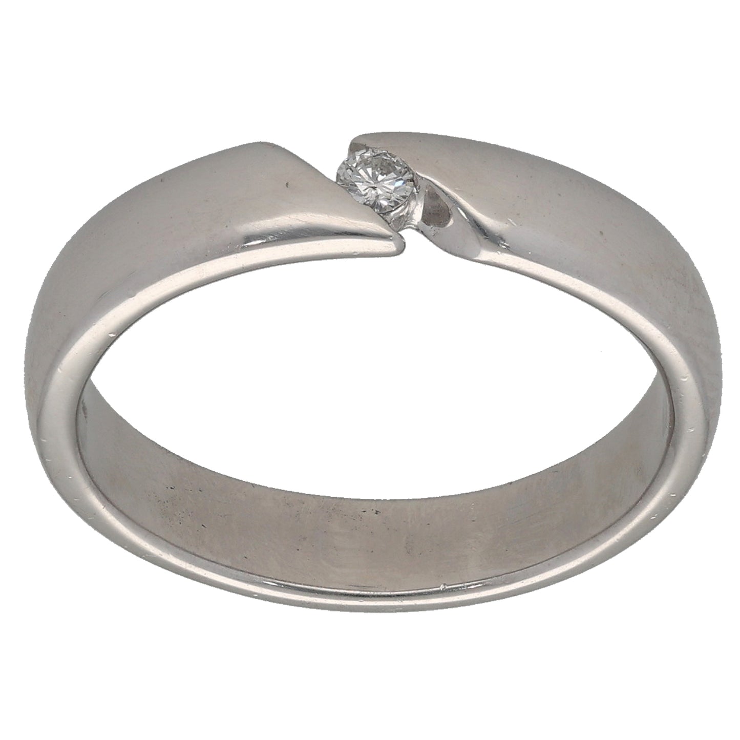 18ct White Gold 0.05ct Diamond Wedding Ring Size P