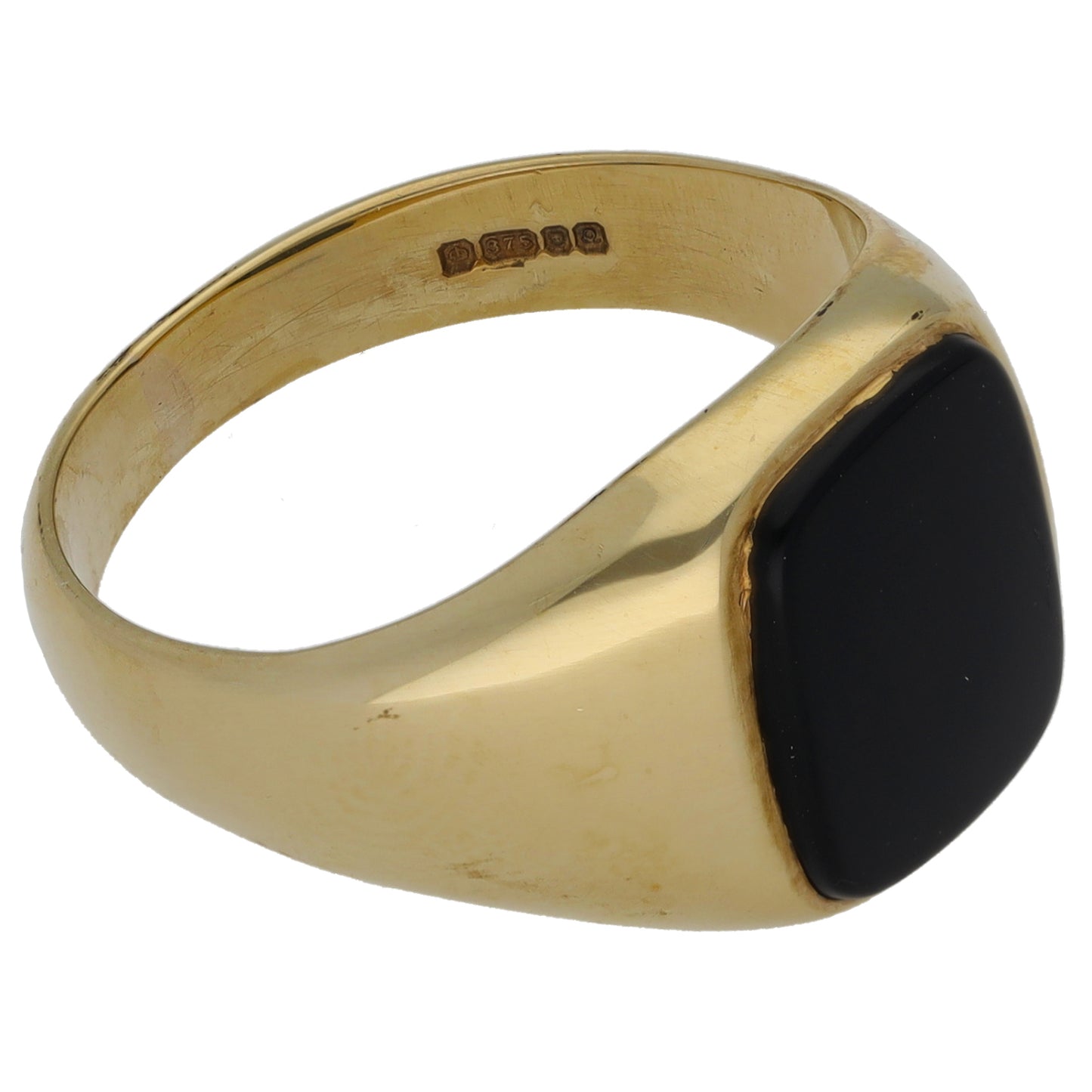 9ct Gold Onyx Plain Signet Ring Size Q