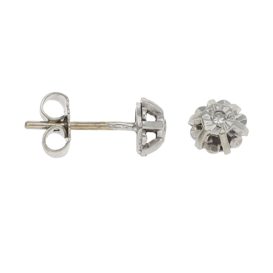 18ct White Gold 0.02ct Diamond Solitaire Earrings