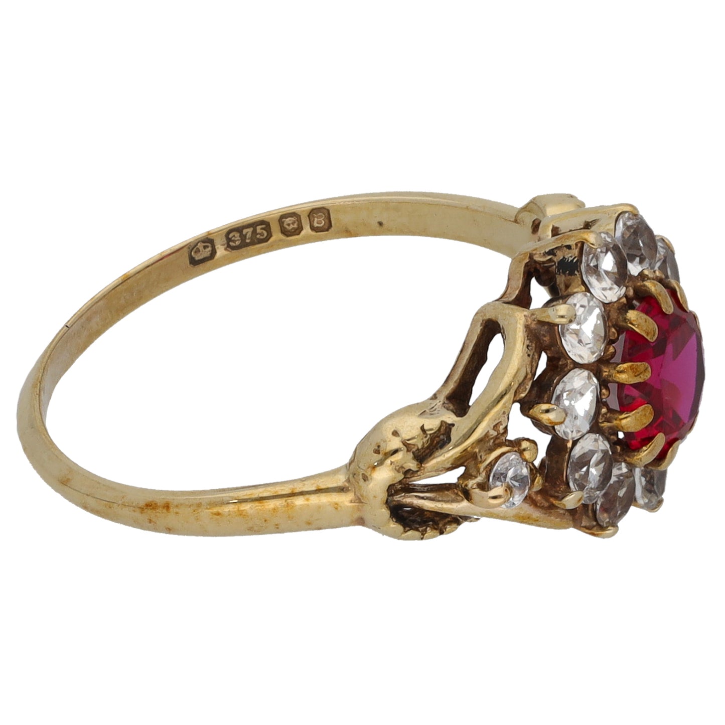 9ct Gold Imitation Gems Dress/Cocktail Ring Size M