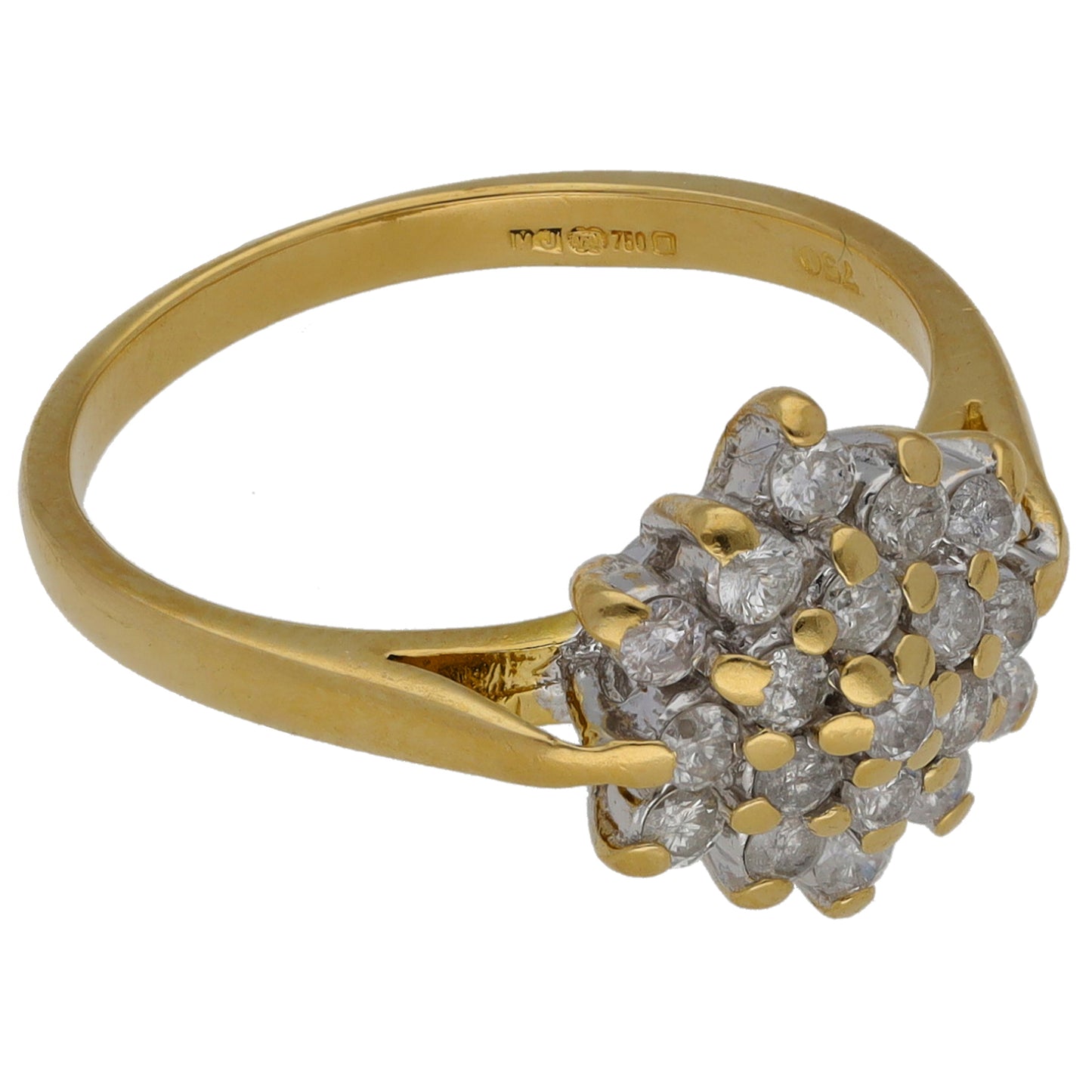 18ct Gold 0.50ct Diamond Cluster Ring Size N