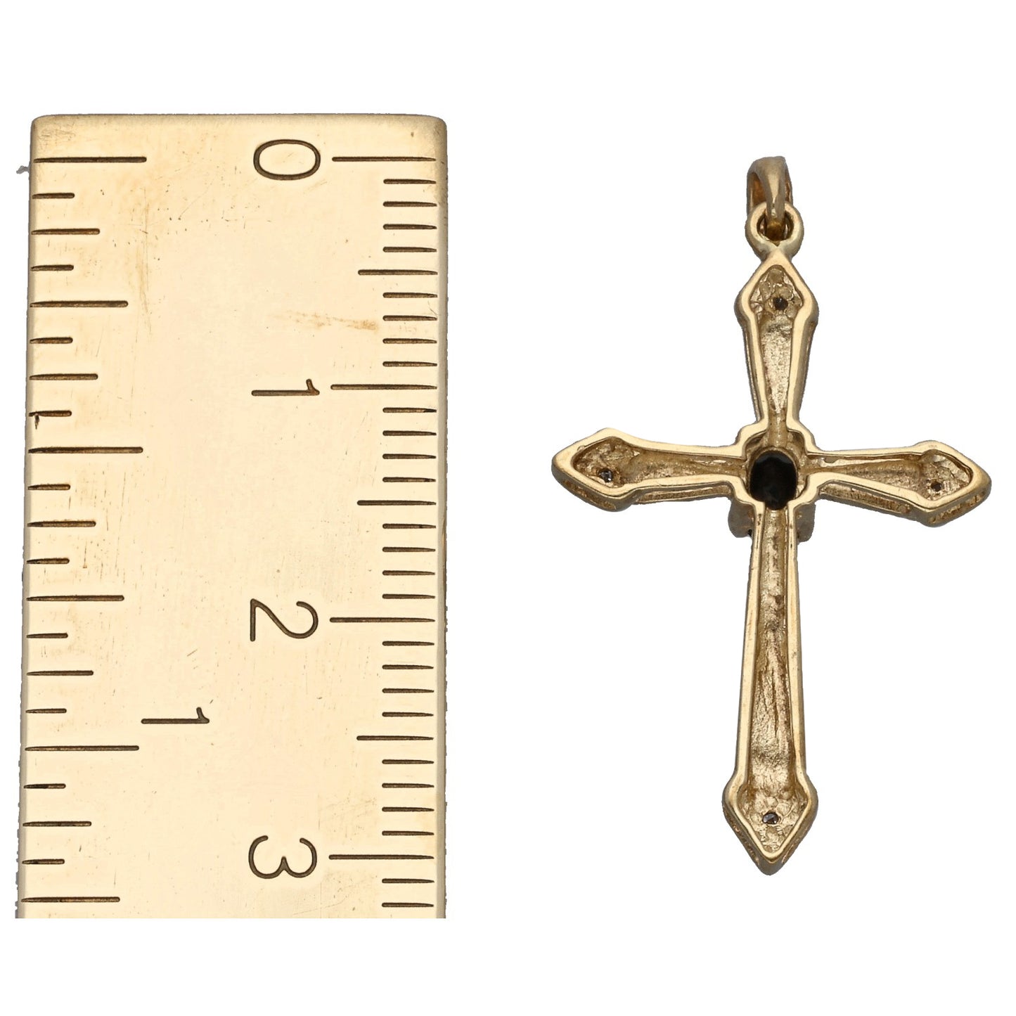 9ct Gold Sapphire & 0.02ct Diamond Cross Pendant