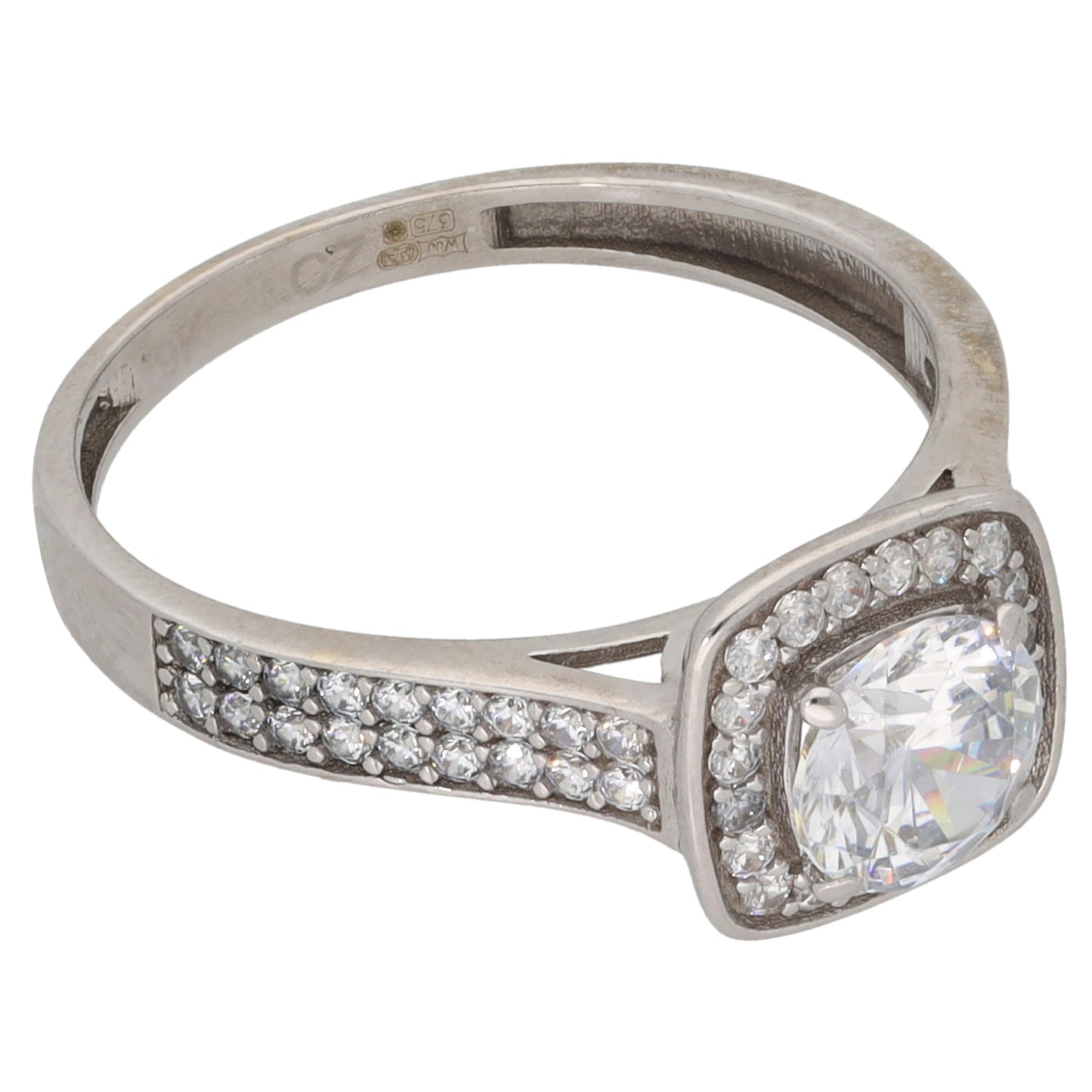 9ct White Gold Cubic Zirconia Halo Ring Size N