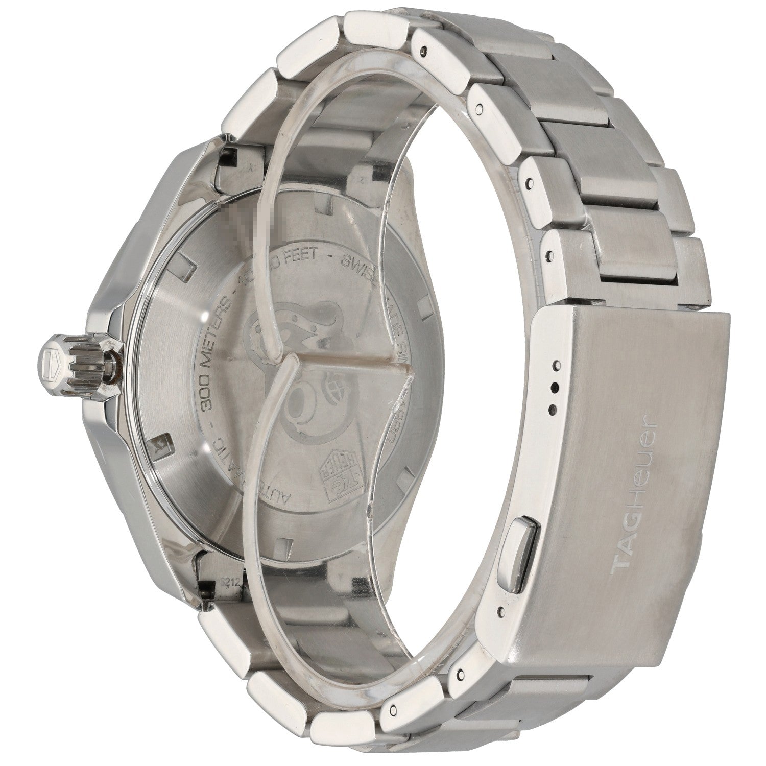 Tag Heuer Aquaracer WAY2113, stainless steel bracelet and case, rear and clasp image