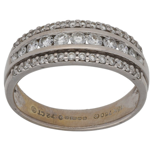 18ct Gold 0.72ct Diamond Half Eternity Ring Size Q