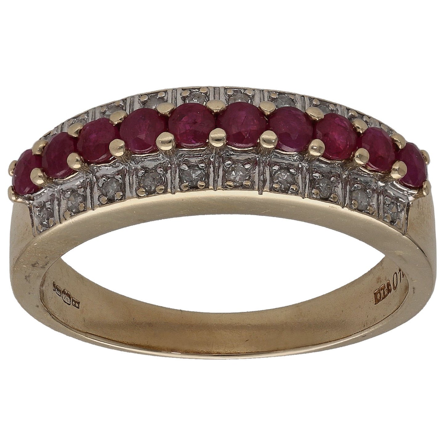 9ct Gold 0.10ct Diamond & Ruby Dress/Cocktail Ring Size P