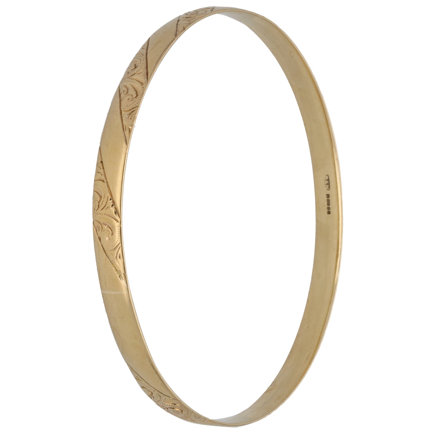9ct Gold Patterned Bangle | H&T