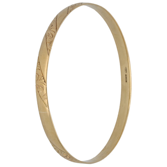 9ct Gold Patterned Bangle