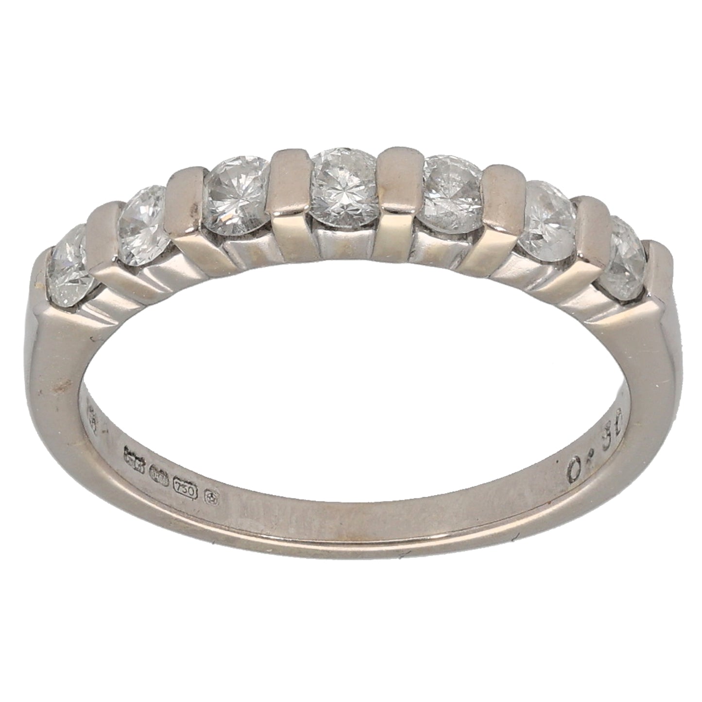 18ct White Gold 0.50ct Diamond Half Eternity Ring Size K