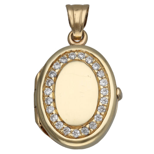 9ct Gold Cubic Zirconia Locket Pendant