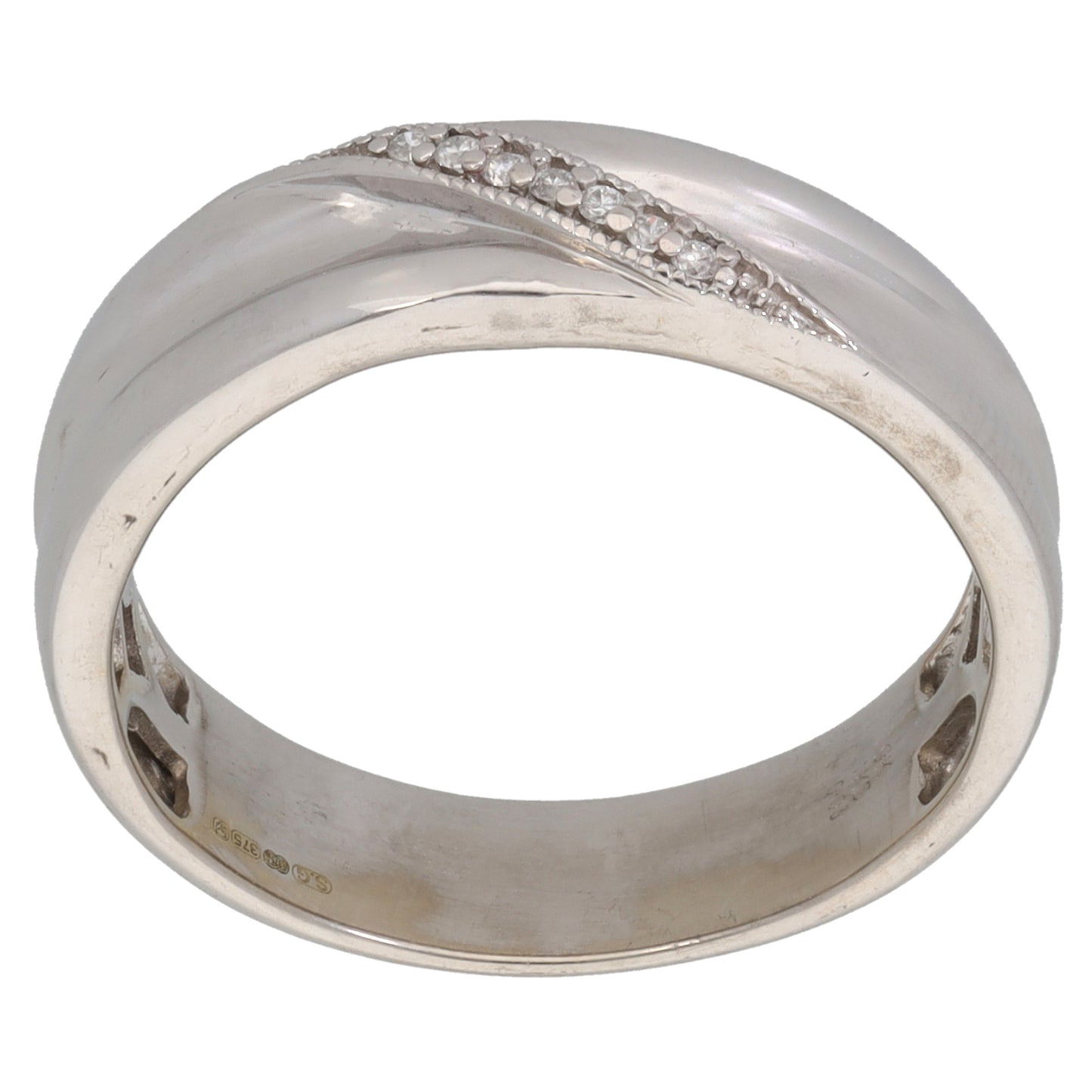 9ct White Gold 0.03ct Diamond Dress/Cocktail Ring Size R