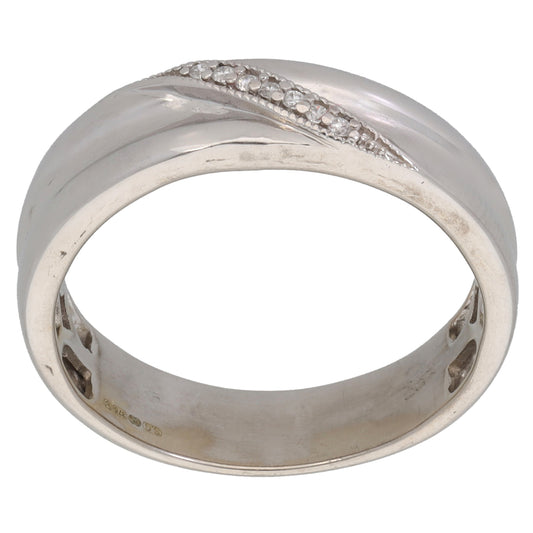 9ct White Gold 0.03ct Diamond Dress/Cocktail Ring Size R