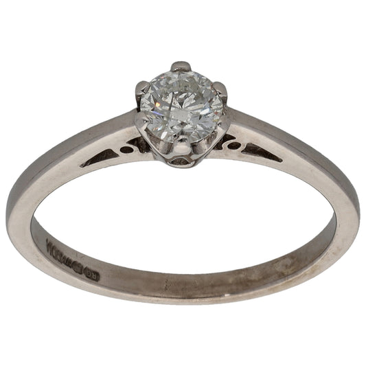 9ct White Gold 0.33ct Diamond Solitaire Ring Size L