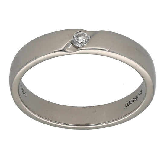 Platinum 0.07ct Diamond Wedding Ring Size Q