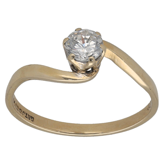 9ct Gold Cubic Zirconia Single Stone Ring Size P