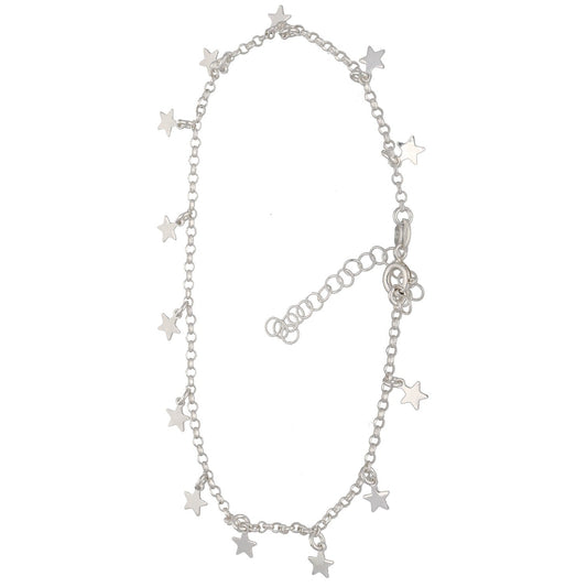 New Sterling Silver Multi Star Anklet