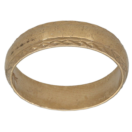 9ct Gold Patterned Wedding Ring Size N