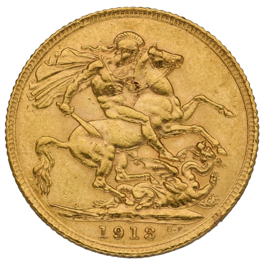 22ct Gold King George V Full Sovereign Coin 1913
