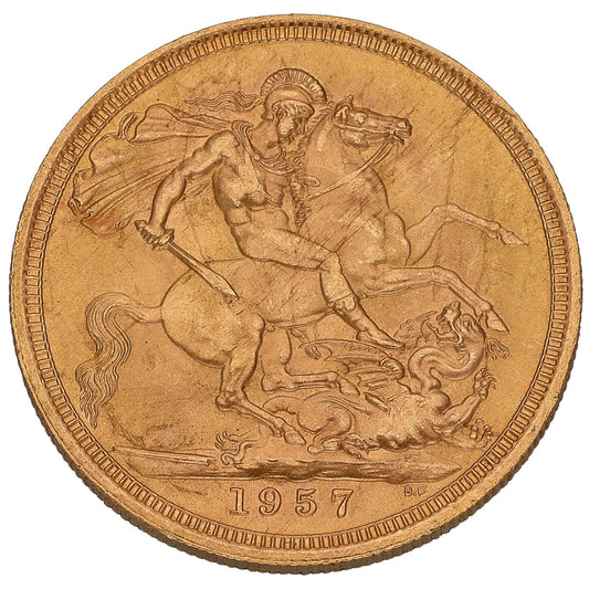 22ct Gold Queen Elizabeth II Full Sovereign Coin 1957