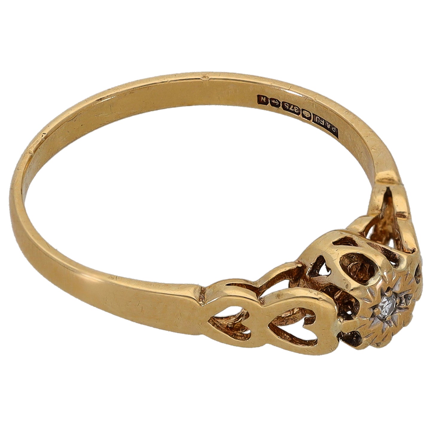 9ct Gold 0.01ct Diamond Solitaire Ring Size O