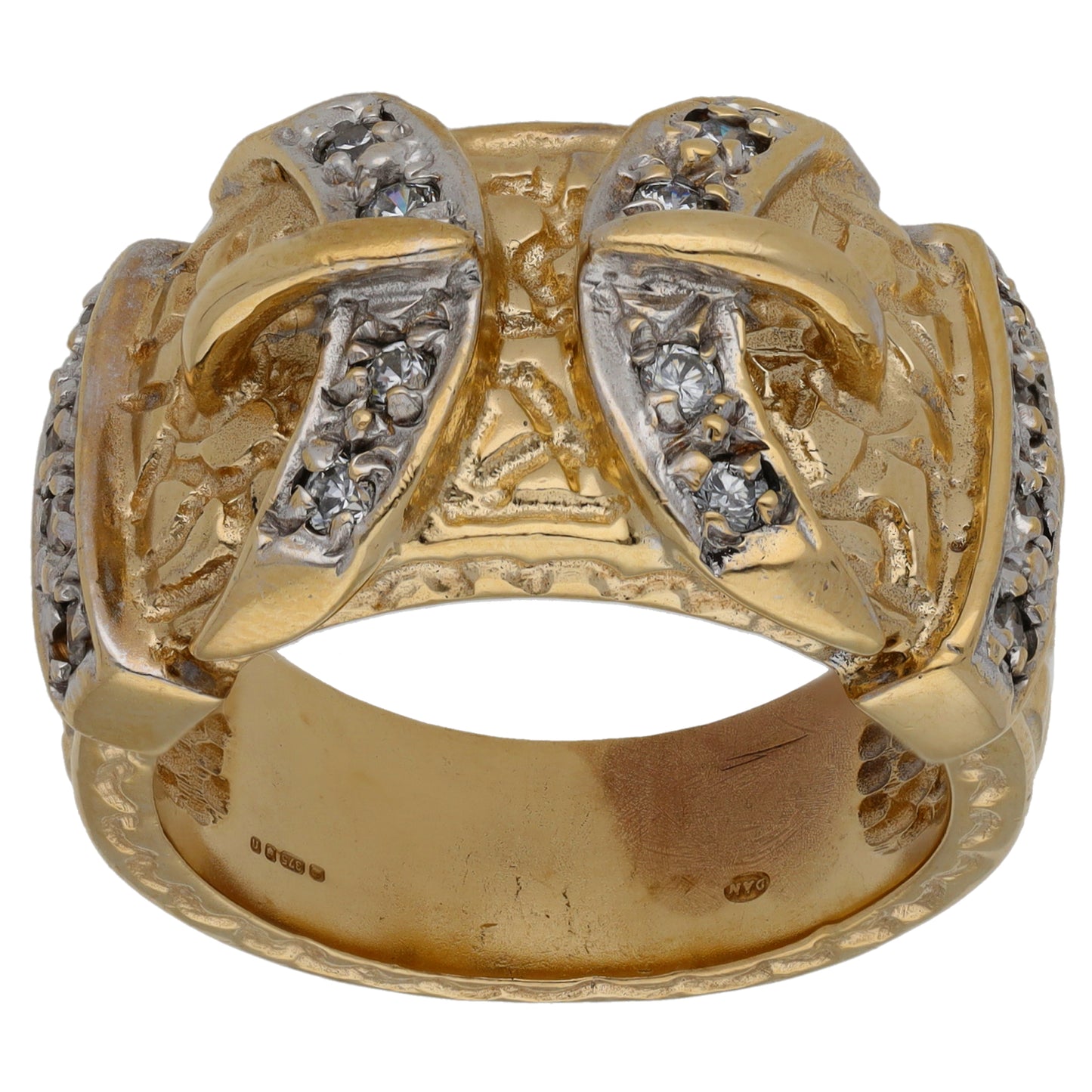 9ct Gold Cubic Zirconia Buckle Ring Size X