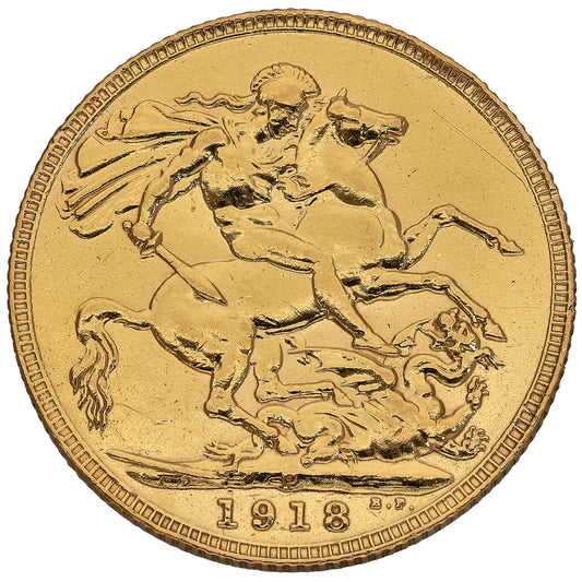 22ct Gold King George V Full Sovereign Coin 1918