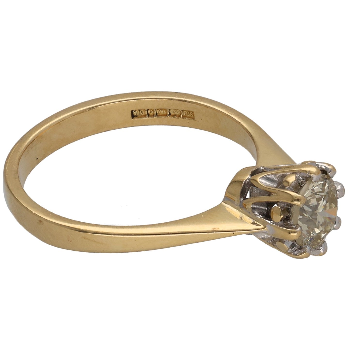 18ct Gold 0.50ct Diamond Solitaire Ring Size K