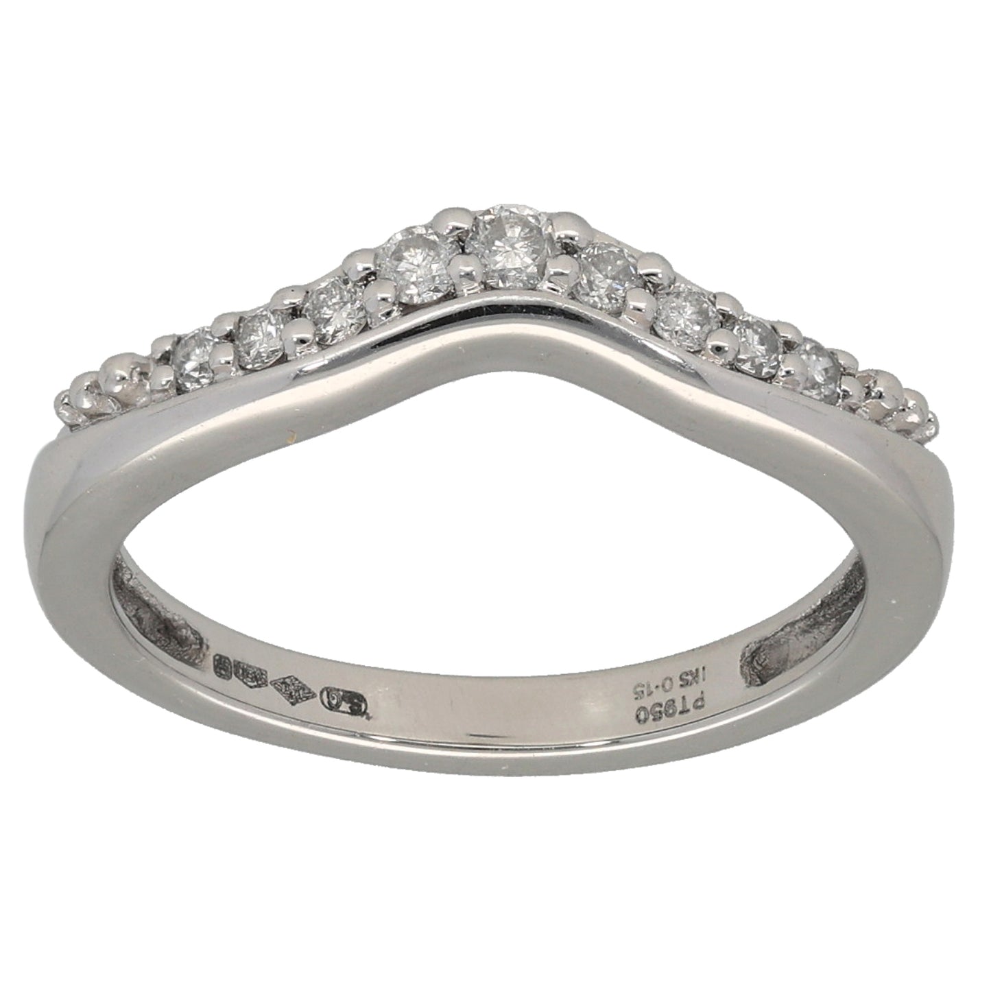 Platinum 0.15ct Diamond Half Eternity Ring Size K