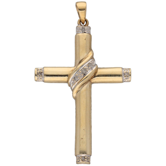 9ct Gold 0.035ct Diamond Cross Pendant