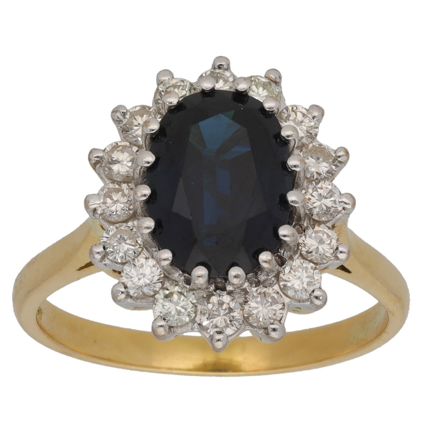18ct Gold 0.80ct Diamond & Sapphire Dress/Cocktail Ring Size Q
