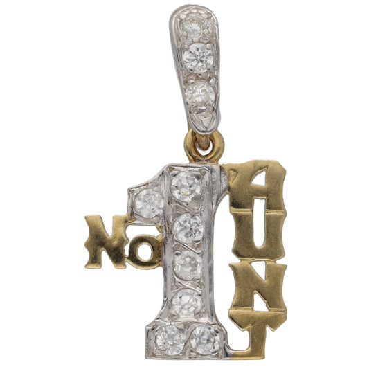 9ct Gold Cubic Zirconia No1 Aunt Pendant