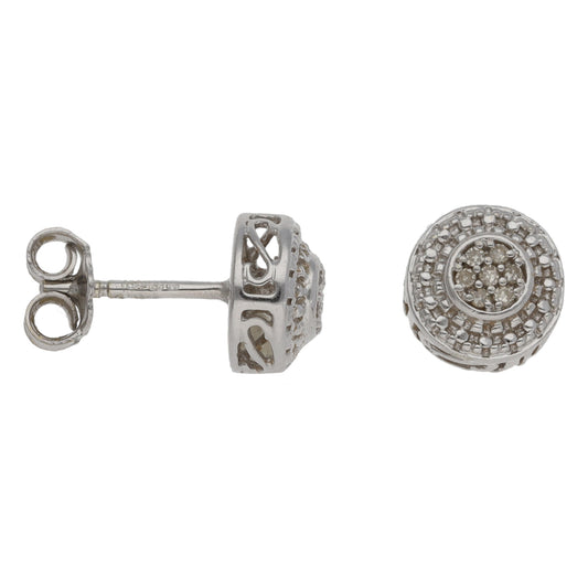 9ct White Gold 0.07ct Diamond Cluster Earrings