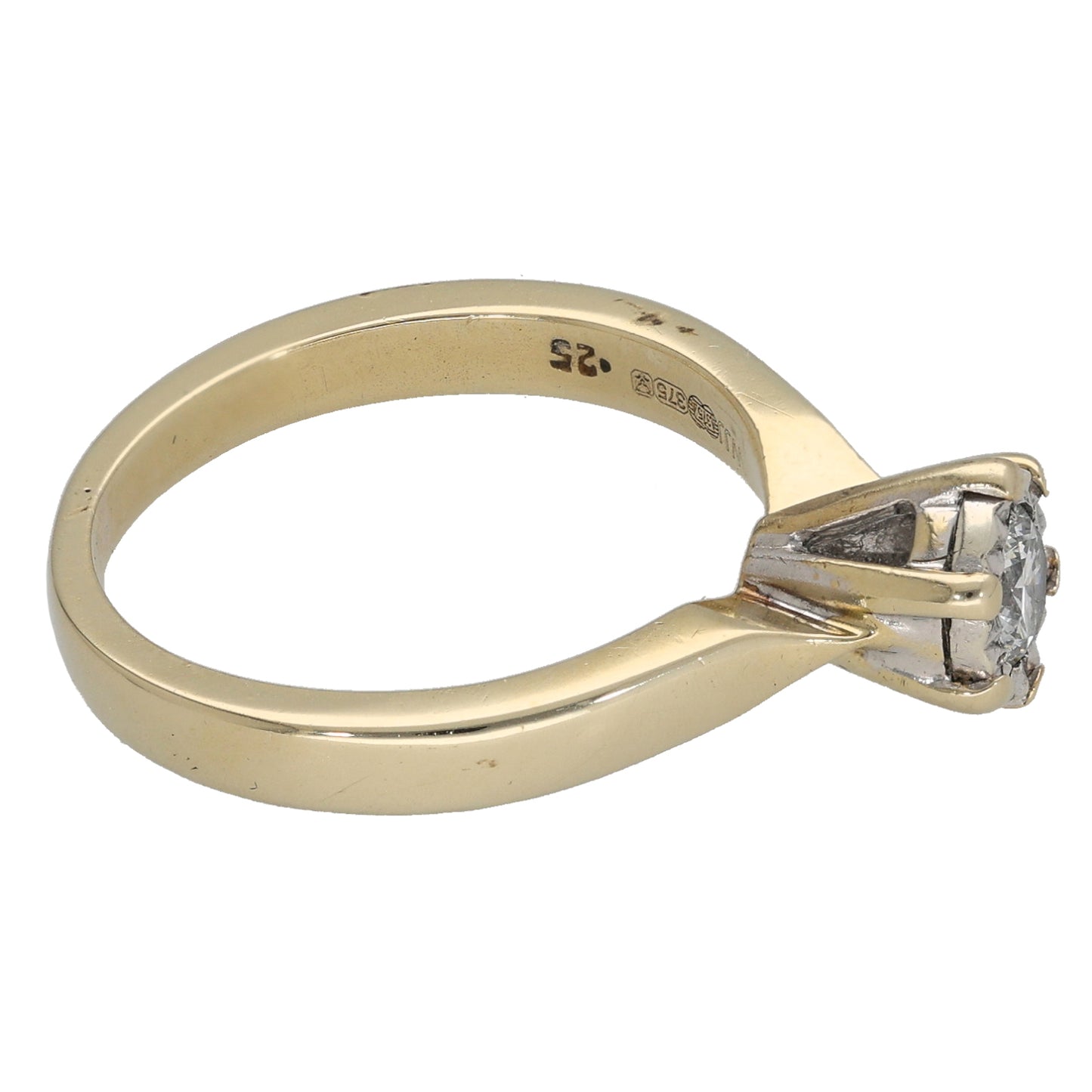 9ct Gold 0.25ct Diamond Solitaire Ring Size M