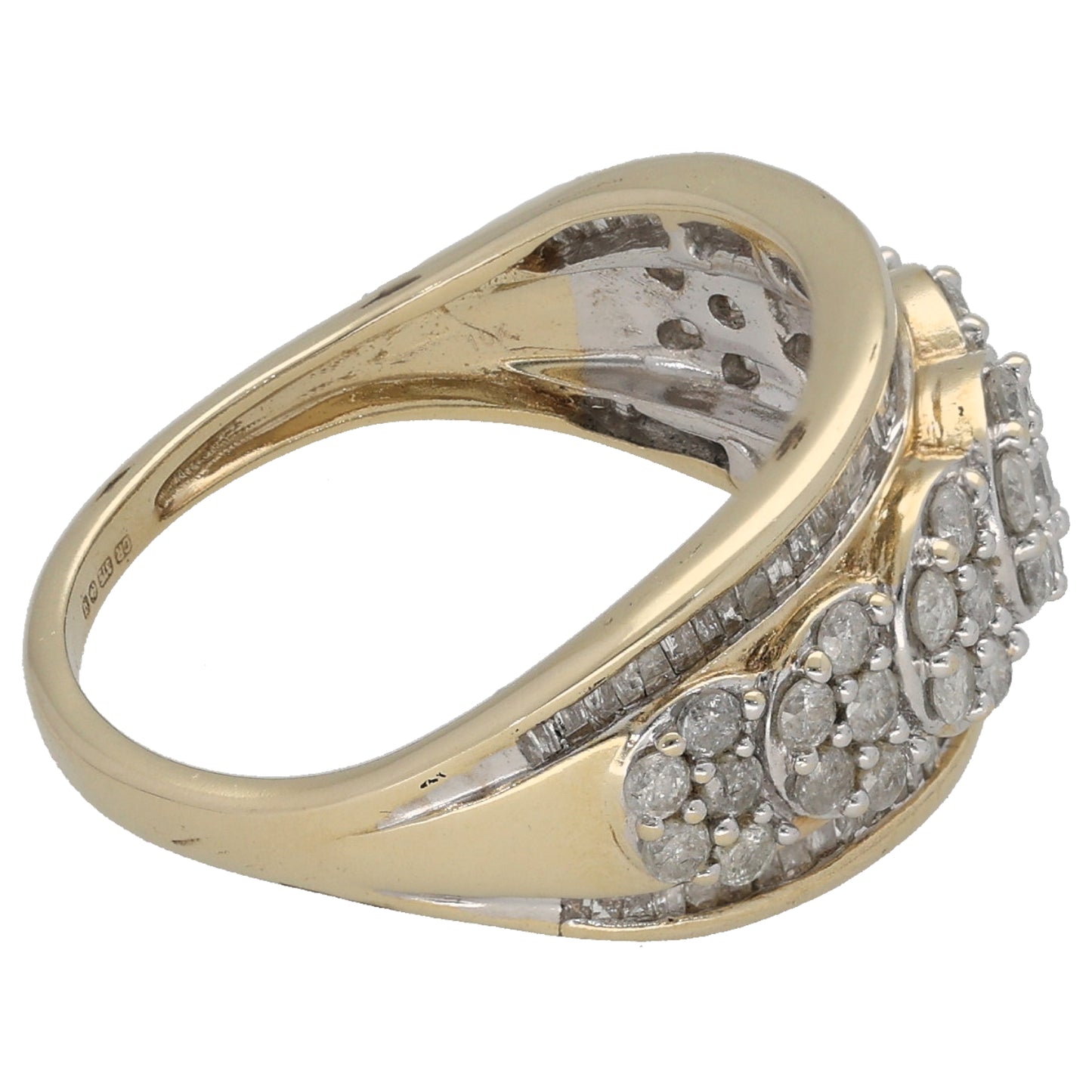 9ct Gold 1.28ct Diamond Dress/Cocktail Ring Size L