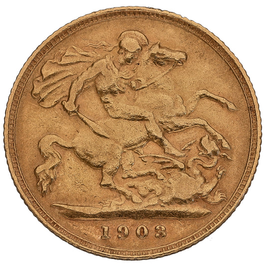 22ct Gold King Edward VII Half Sovereign Coin 1903