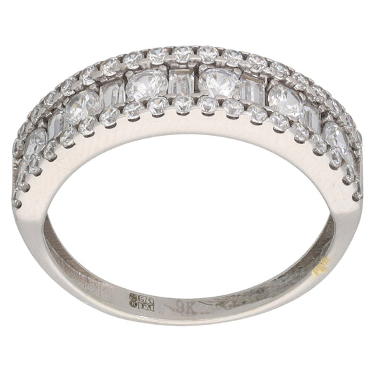 9ct White Gold Cubic Zirconia Half Eternity Ring Size N