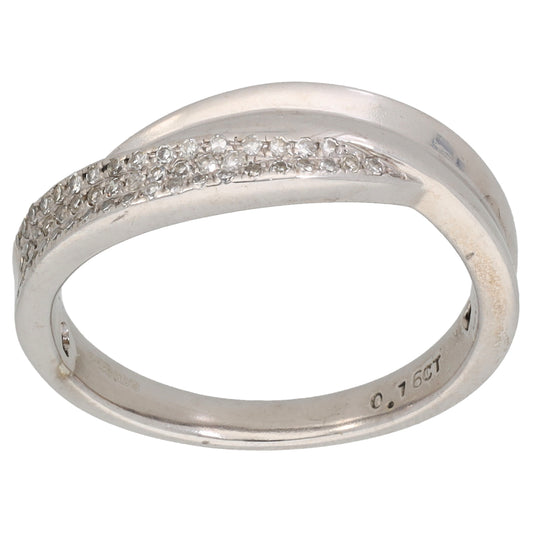 9ct White Gold 0.16ct Diamond Dress/Cocktail Ring Size O