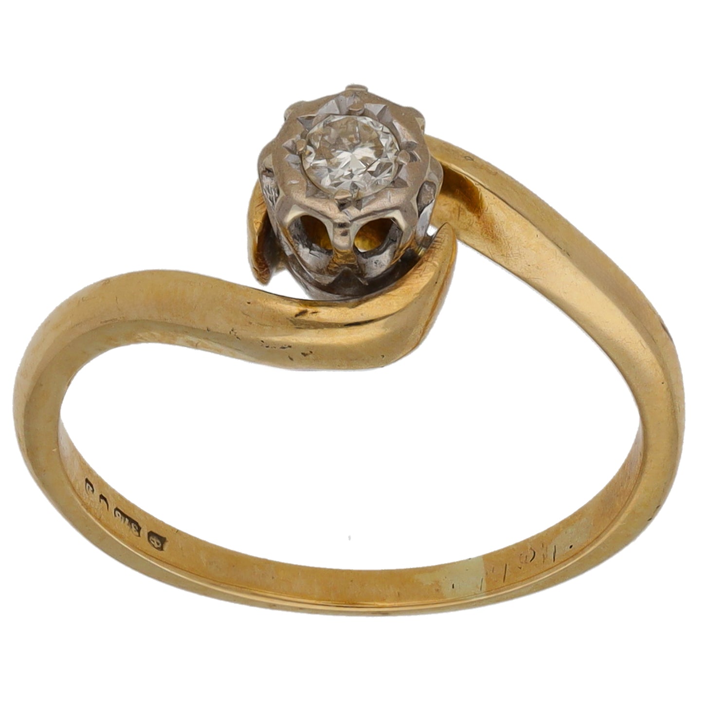 9ct Gold 0.07ct Diamond Solitaire Ring Size L