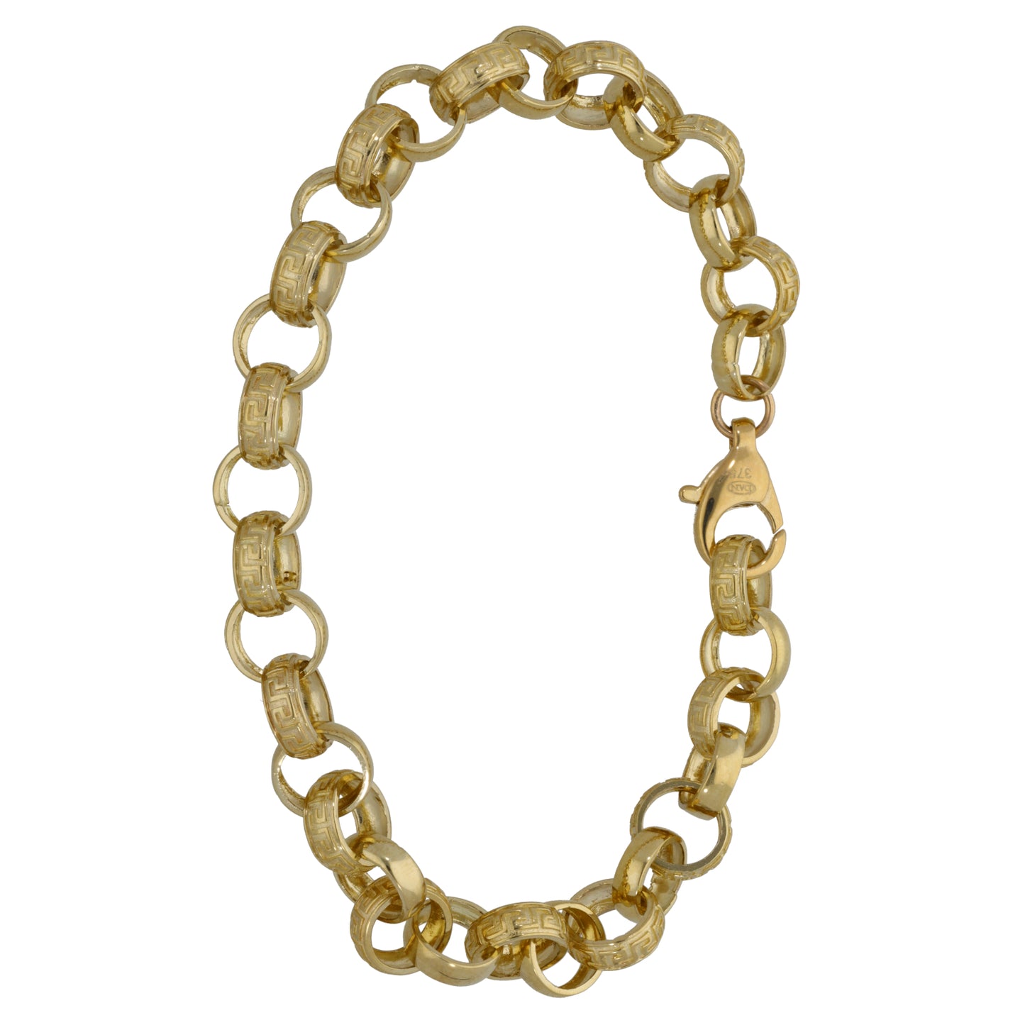 New 9ct Gold Greek Key Belcher Bracelet