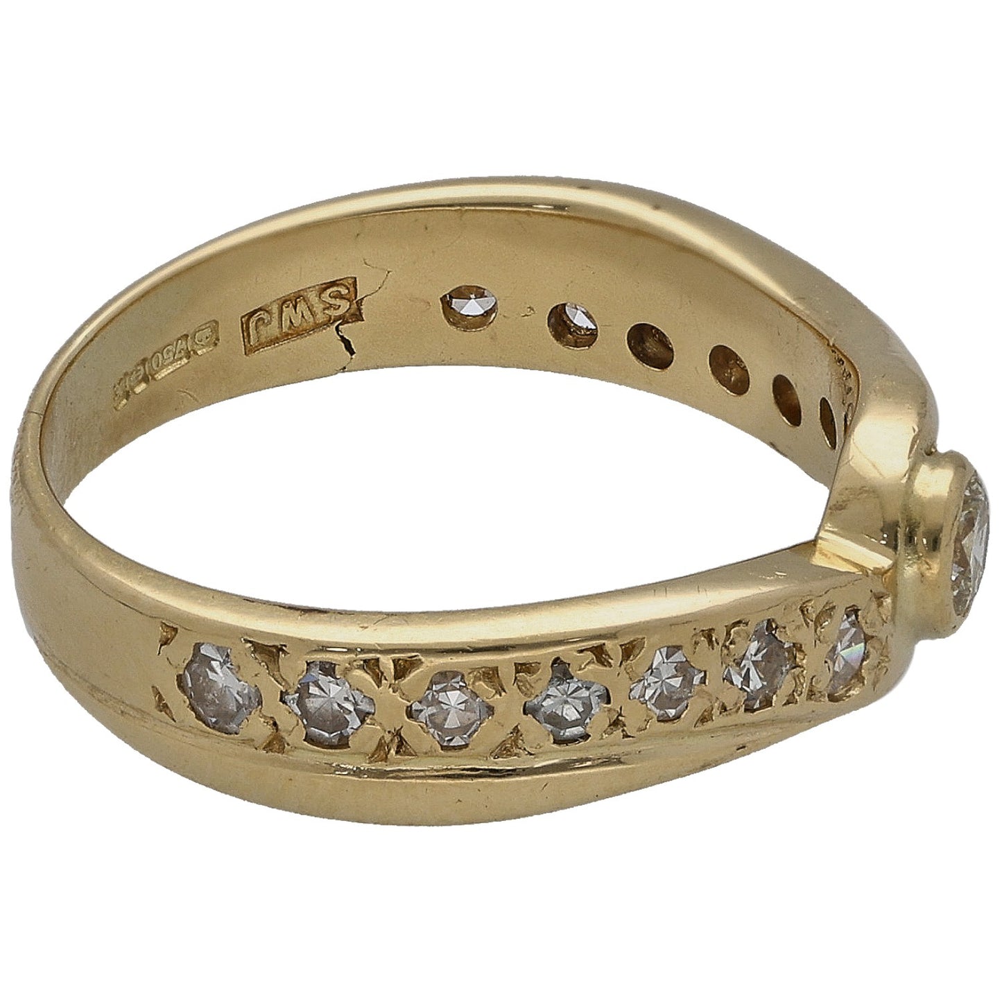 18ct Gold 0.38ct Diamond Solitaire Ring With Accent Stones Size K