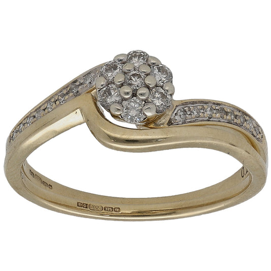 9ct Gold 0.25ct Diamond Ring Set Size M