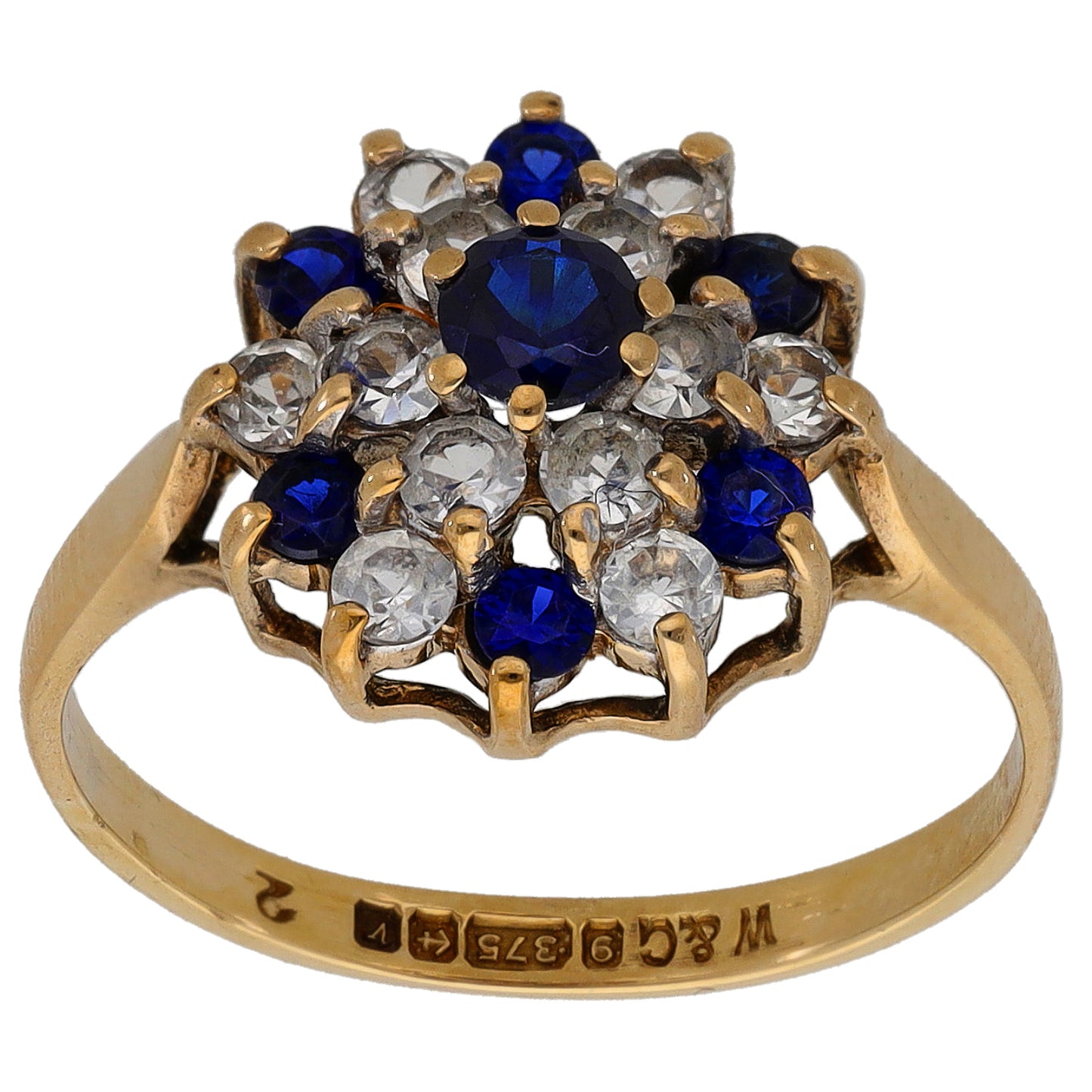 9ct Gold Imitation Gems Dress/Cocktail Ring Size L