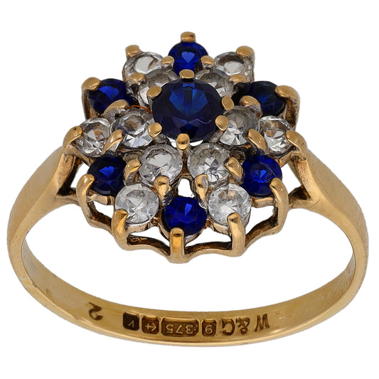 9ct Gold Imitation Gems Dress/Cocktail Ring Size L